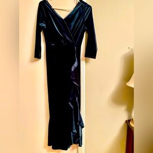 Velvet velour  green long sleeve dress large L
